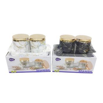 Spanish Style Kitchen Jars Set - Elegant Marble Design