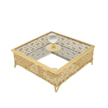 HL-A0410G 27 PATTERN SQUARE BOX WITH LID 18*18CM GOLD