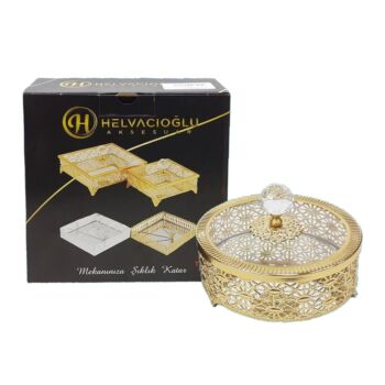HL-KT0001G 27 PATTERN BOX WITH LID 15CM GOLD