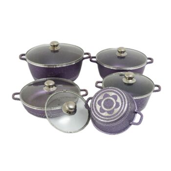 PY-10PCS MARBLE ALUMUNIUM COOKWARE POT