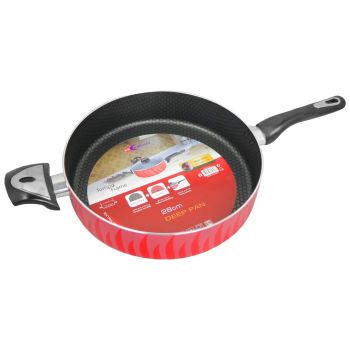 Kawashi Tempo Flame Non-Stick Deep Frying Pan With Glass Lid 26Cm