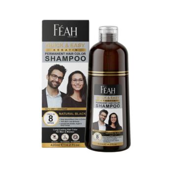 FEAH Black Hair Color Shampoo 420ML - Instant Black Hair Coloring & Cleansing Shampoo